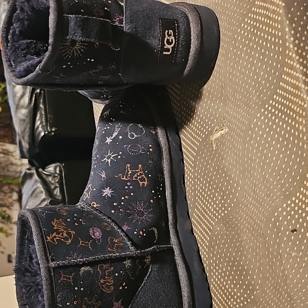 UGG Navy Faux-Fur Lined Women's Zodiac Boots. Size 7..free Shpg - Picture 5 of 9